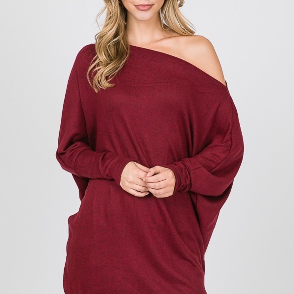 Burgundy Dolman Sleeve Sweater